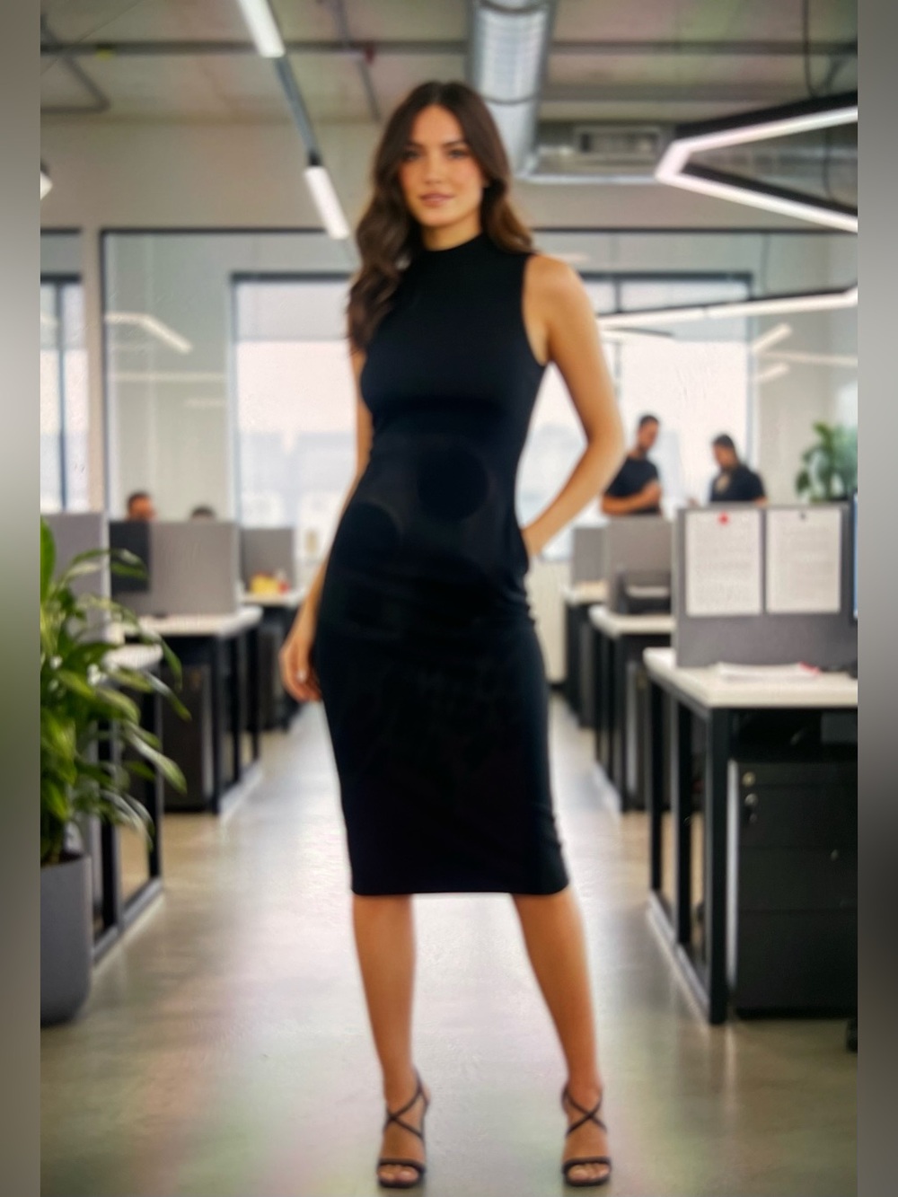 Mossimo Supply Co. Black Sleeveless Midi Dress